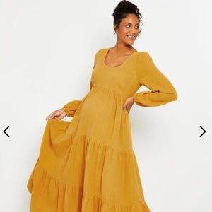 Motherhood Beautiful Yellow Gold Maternity Dress Small